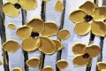 Goldblumendetail durch Paletten Messer Wanddekorbeschaffenheit